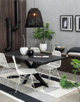 Black wooden dining table with life edge - vivahabitat.com