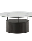 Bovall Coffee Table - Black / Clear glass ⌀90 - vivahabitat.com