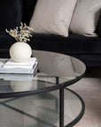 Falsterbo - Sofa Table Round - Glass / Black - vivahabitat.com