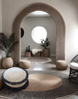 Boho Modern Japandi Design Pouf - Soft Fabric