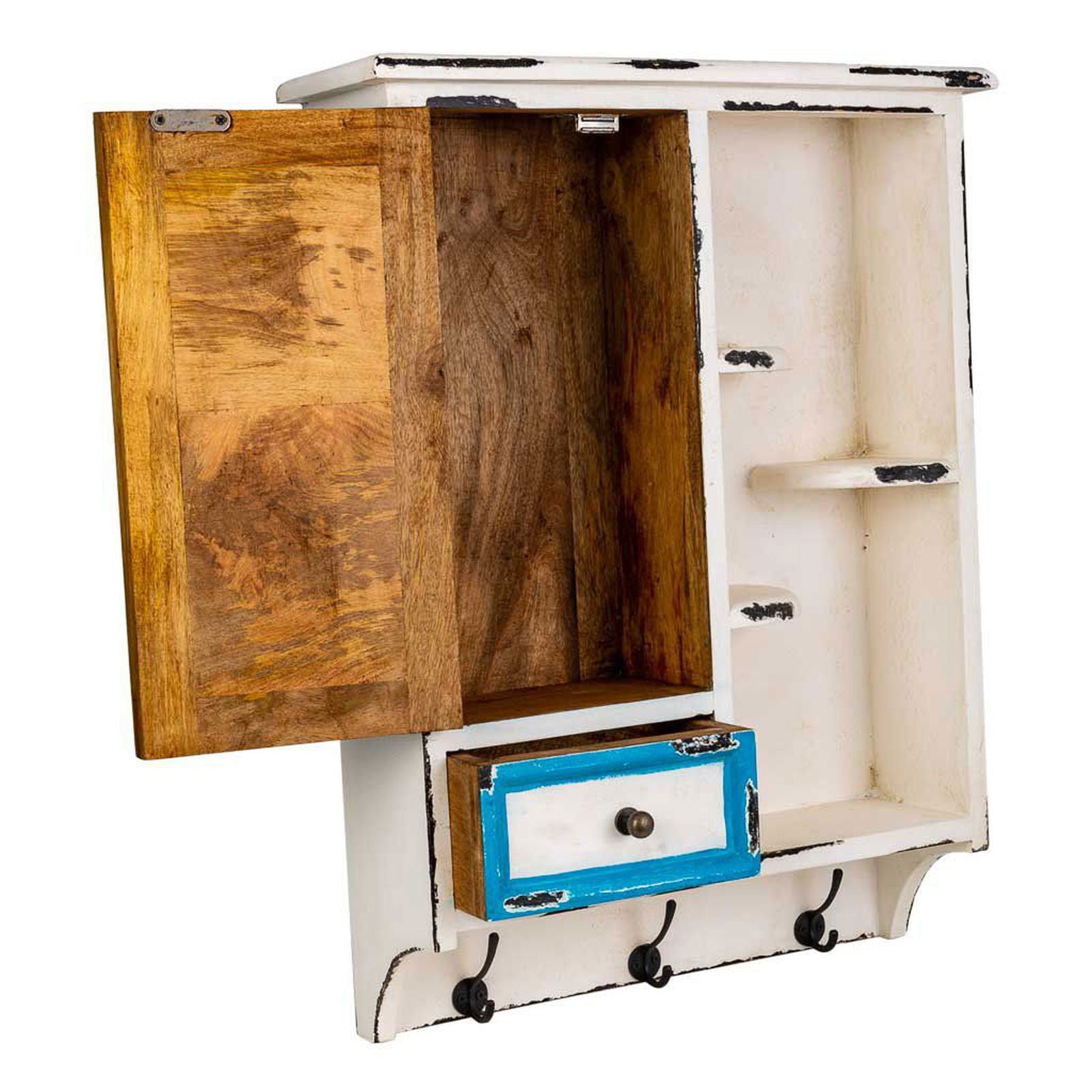Beautiful wooden blue/white shabby chic wall cabinet - vivahabitat.com