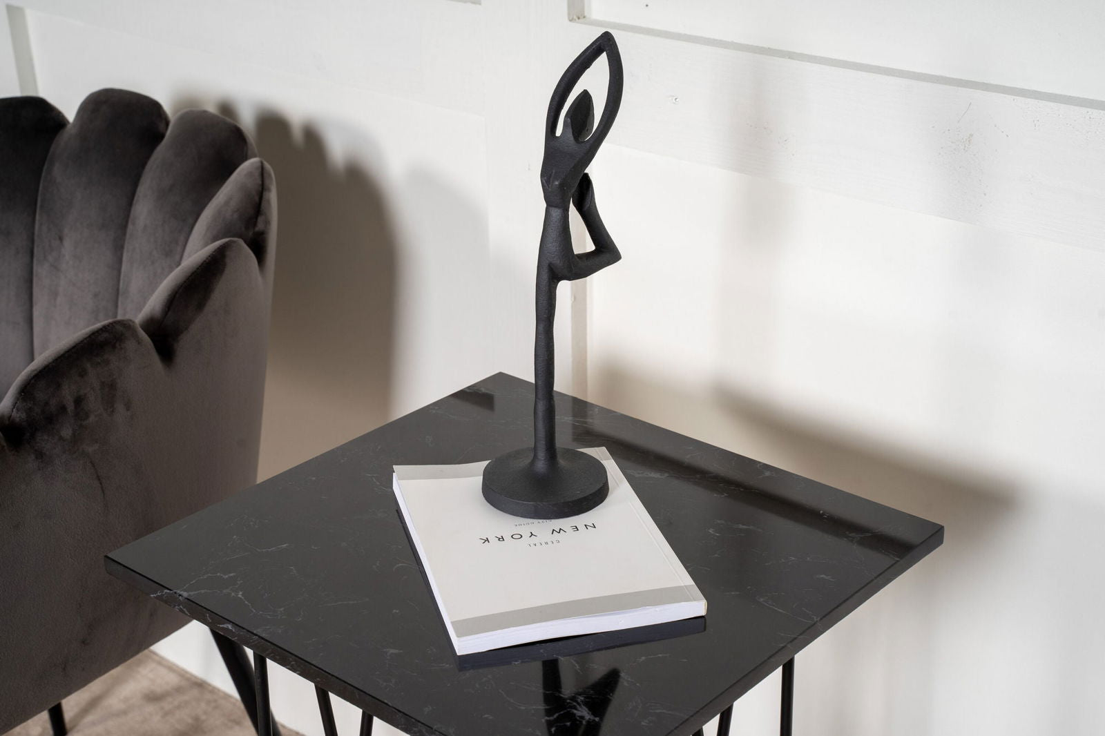Side Table Square 40*40 - Artificial Stone / Black - vivahabitat.com