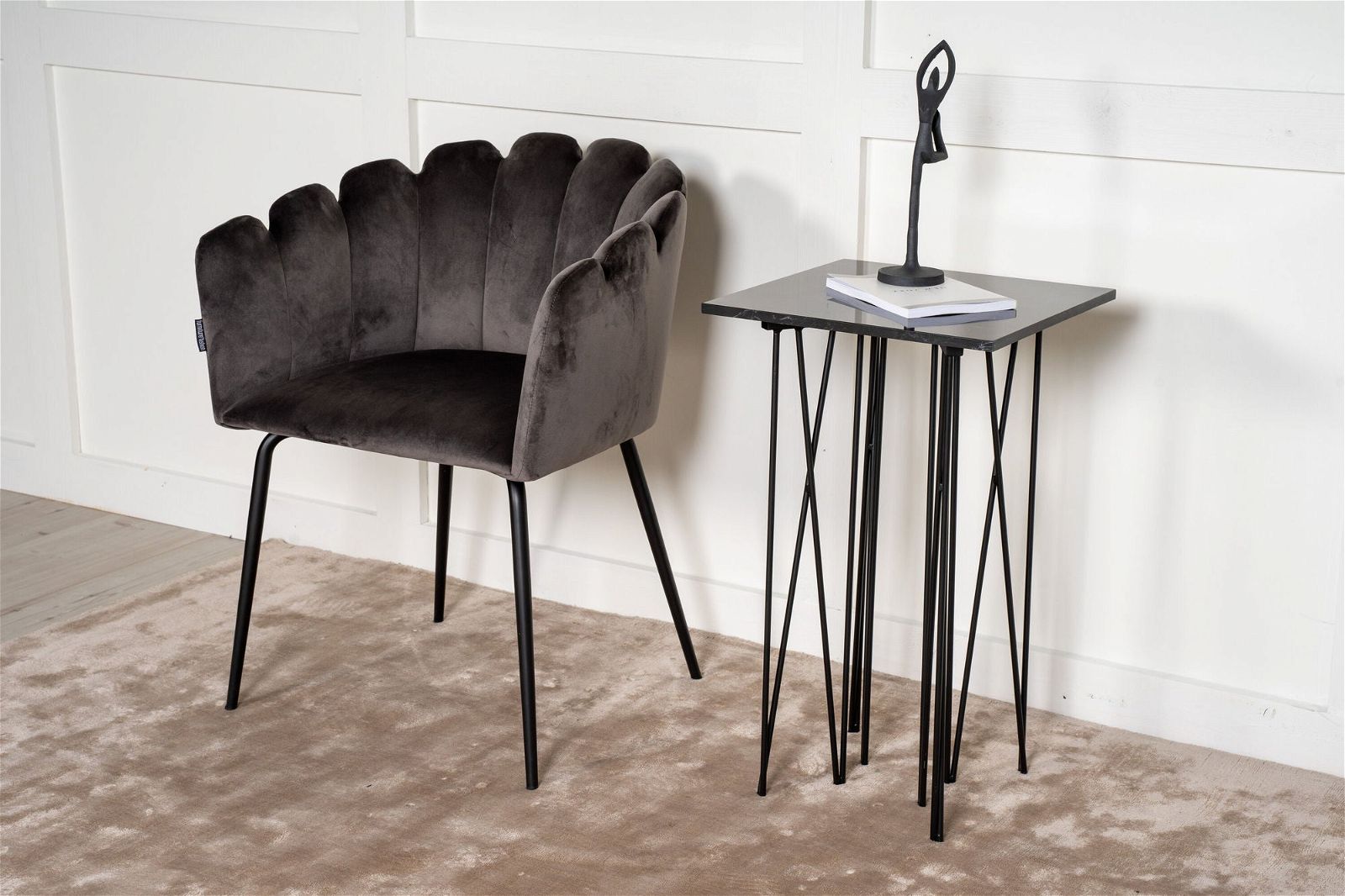 Side Table Square 40*40 - Artificial Stone / Black - vivahabitat.com