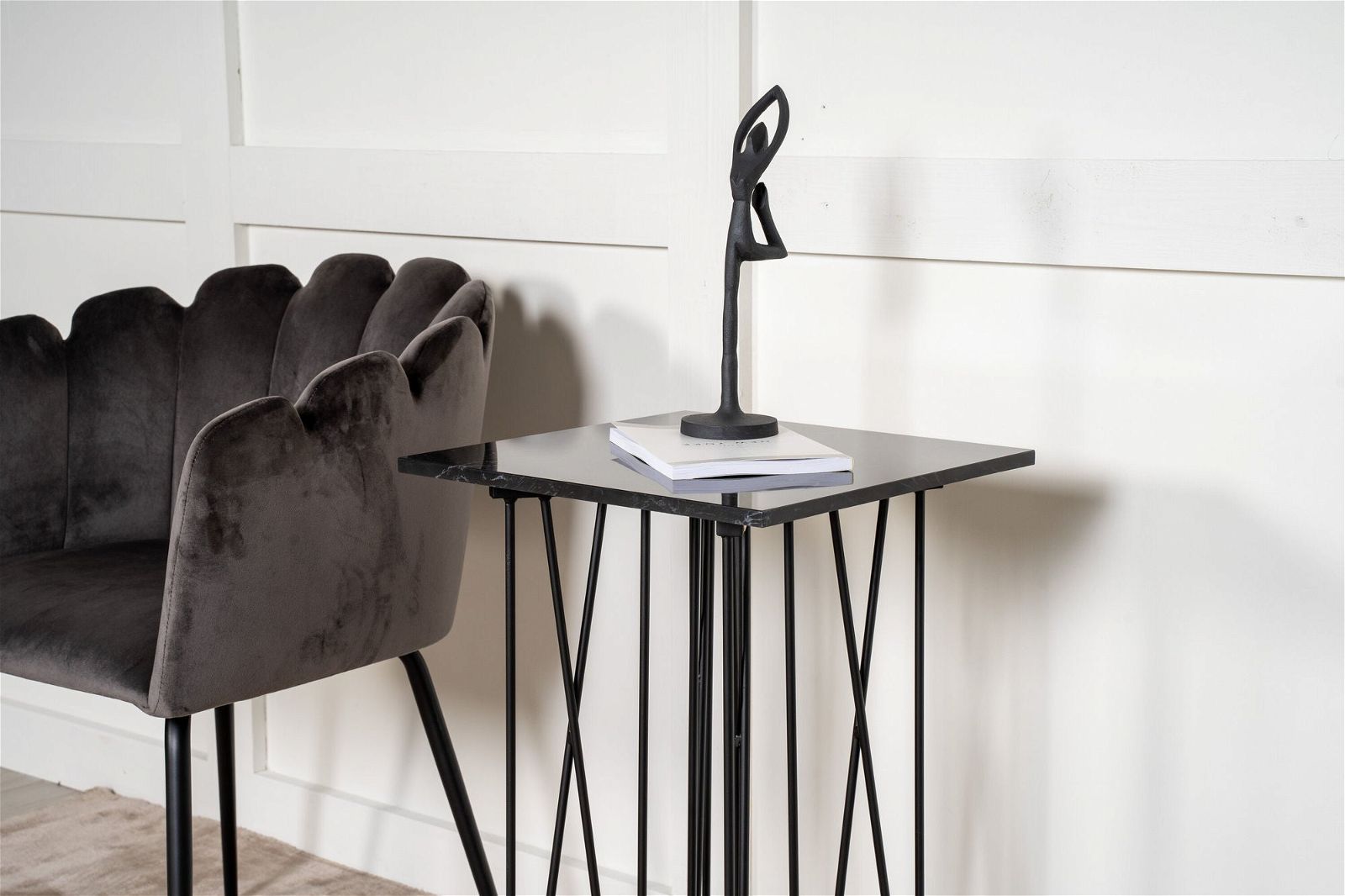 Side Table Square 40*40 - Artificial Stone / Black - vivahabitat.com