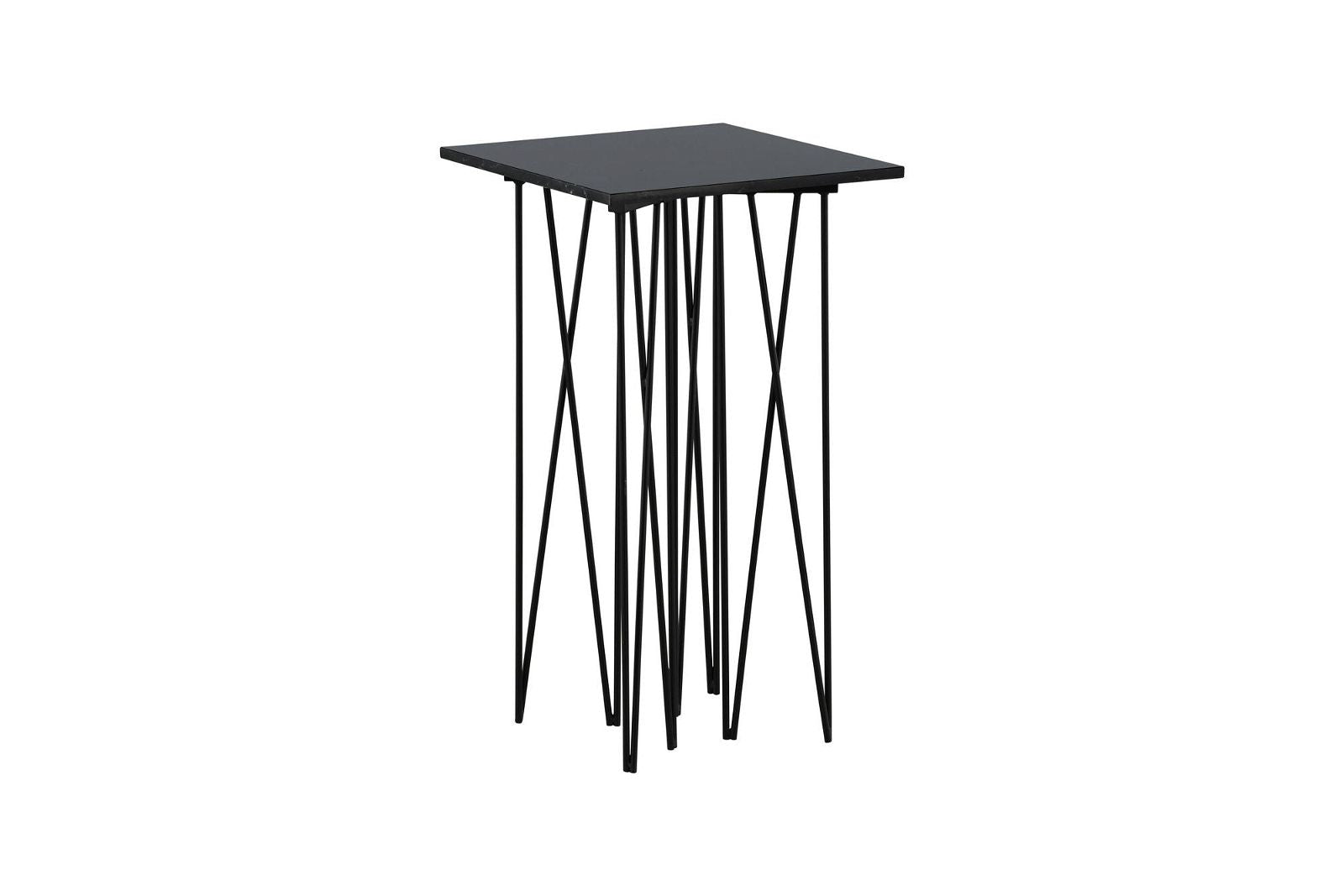 Side Table Square 40*40 - Artificial Stone / Black - vivahabitat.com