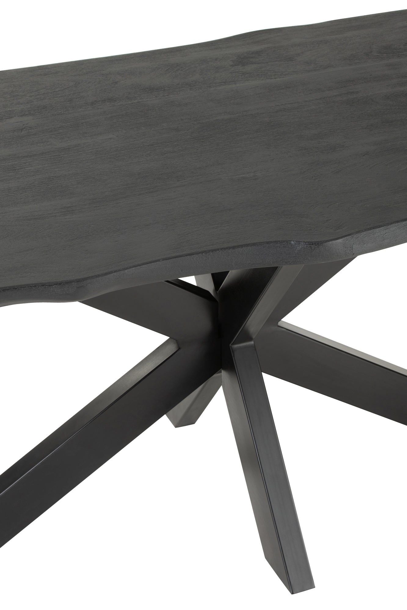 Black wooden dining table with life edge - vivahabitat.com