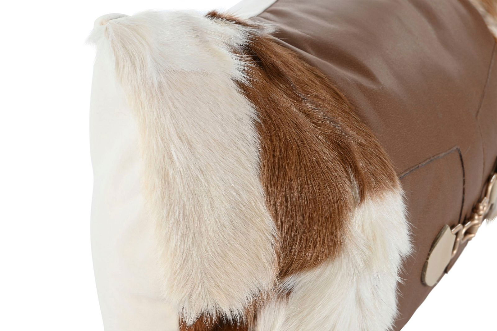 Buckle Cushion Cowhide pattern brown white - vivahabitat.com