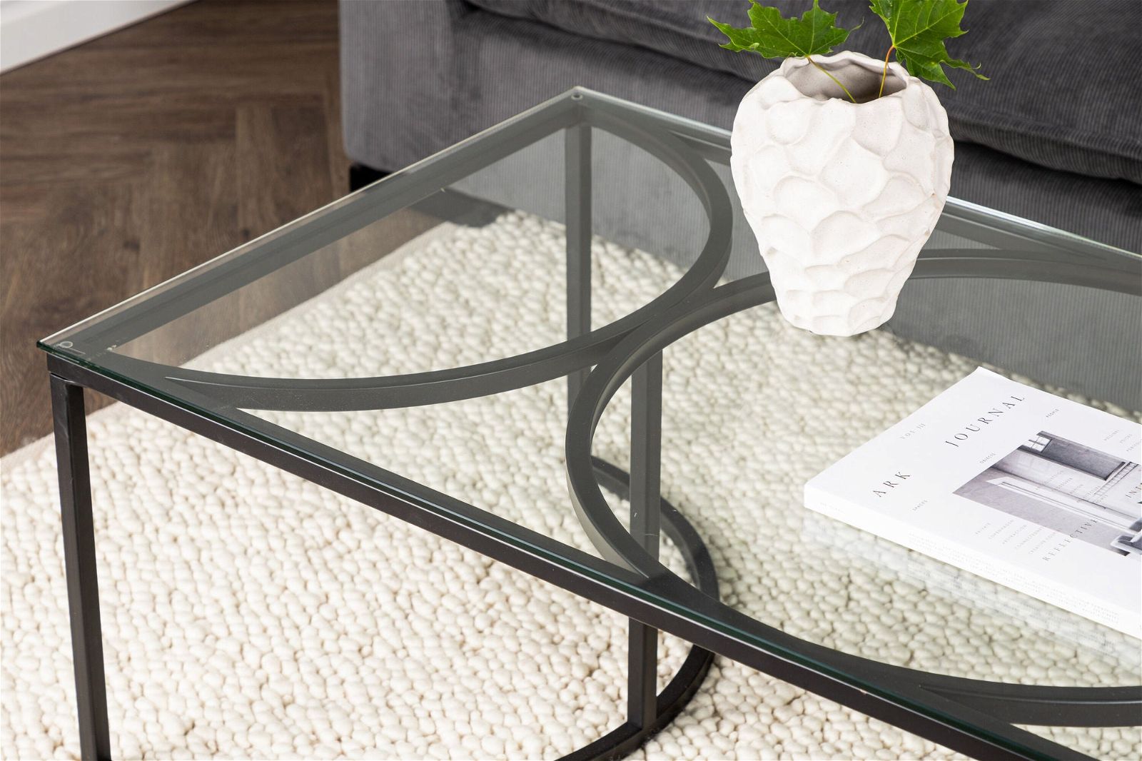 Skanör Sofa Table Rectangular - Black / Clear glass - vivahabitat.com
