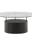 Bovall Coffee Table - Black / Clear glass ⌀90 - vivahabitat.com