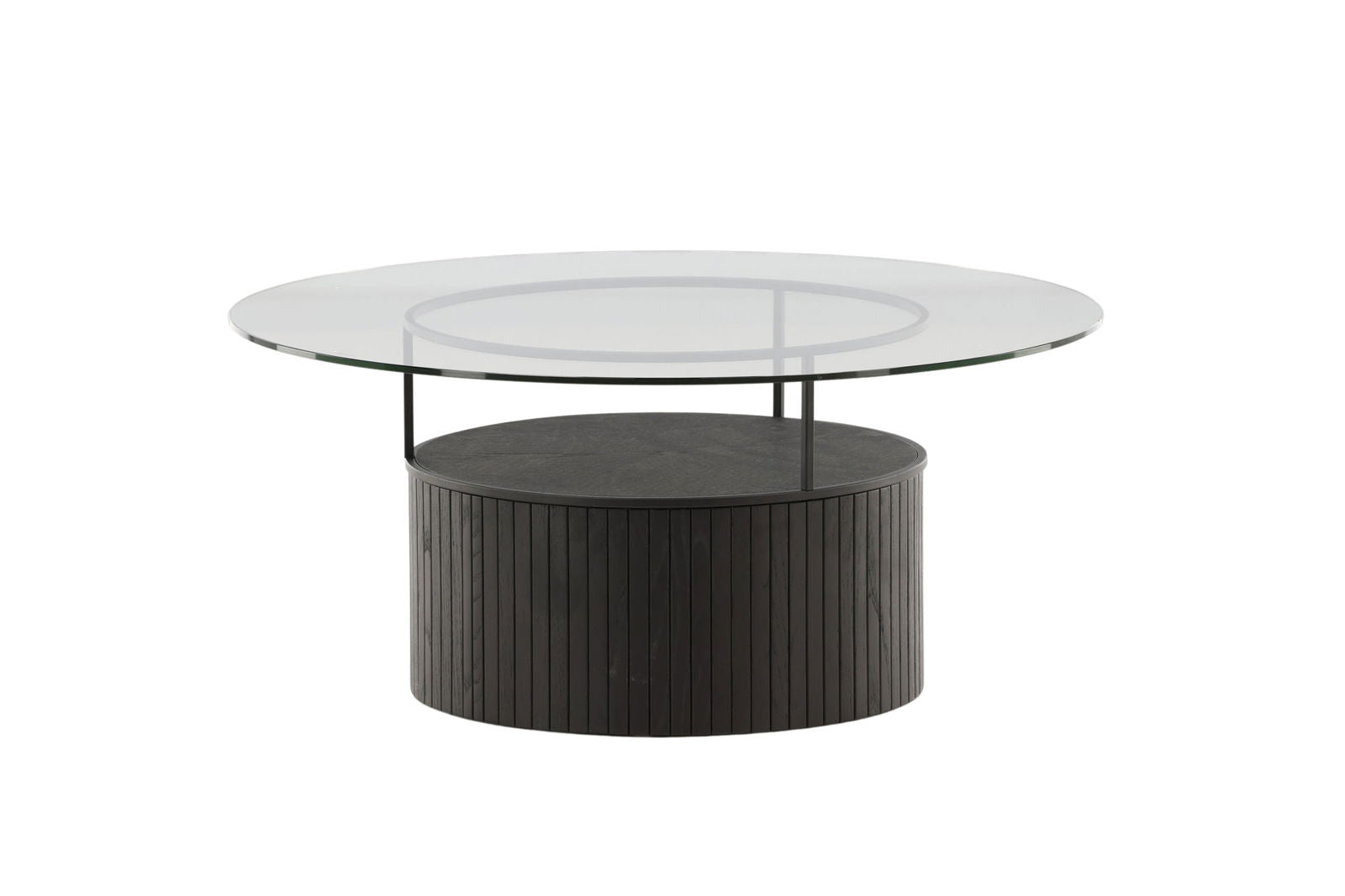 Bovall Coffee Table - Black / Clear glass ⌀90 - vivahabitat.com