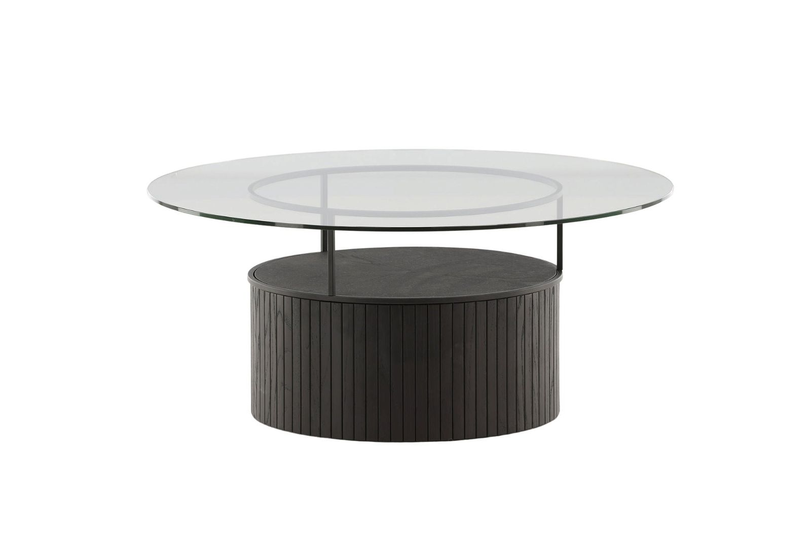 Bovall Coffee Table - Black / Clear glass ⌀90 - vivahabitat.com