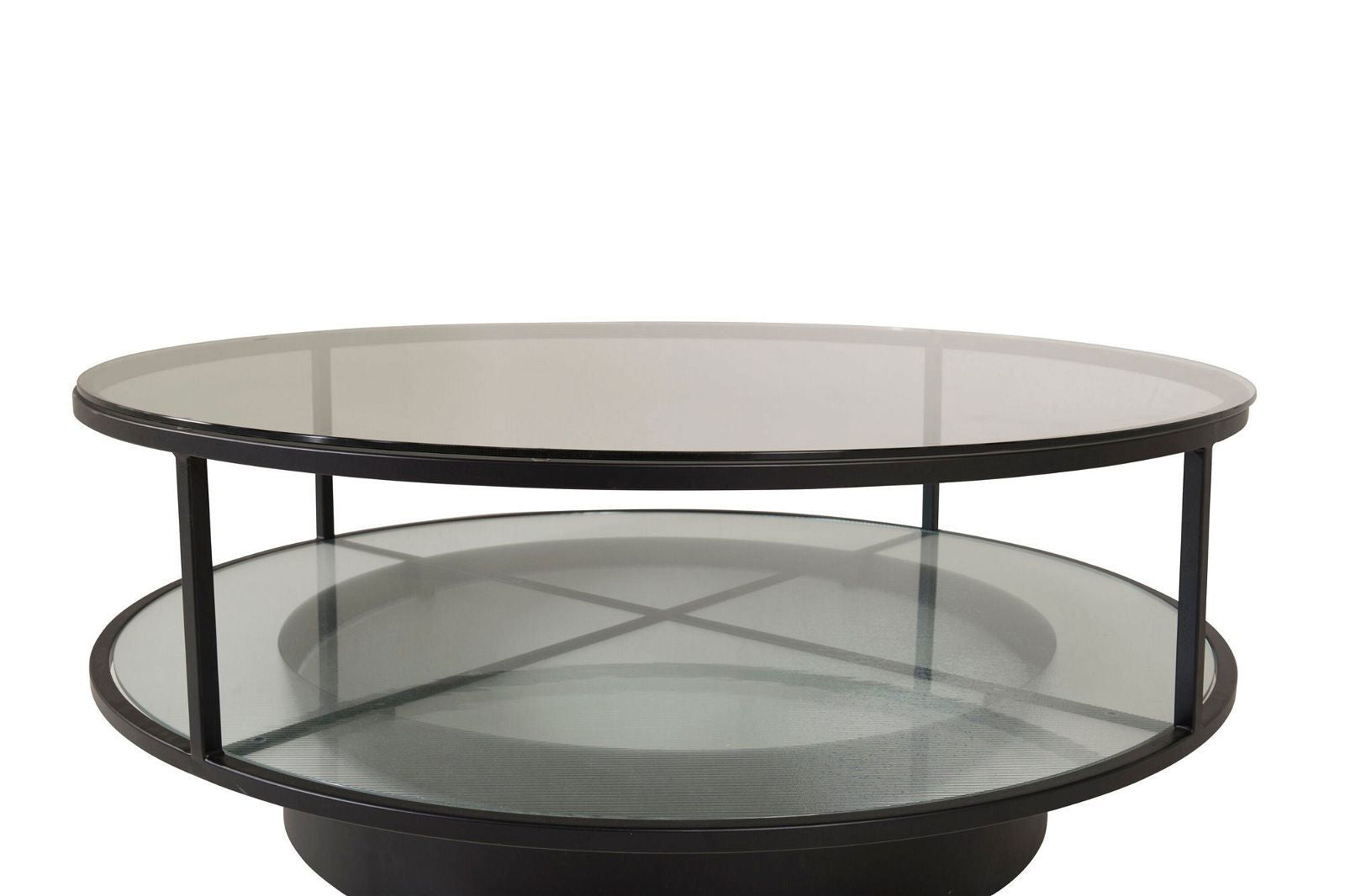 Falsterbo - Sofa Table Round - Glass / Black - vivahabitat.com