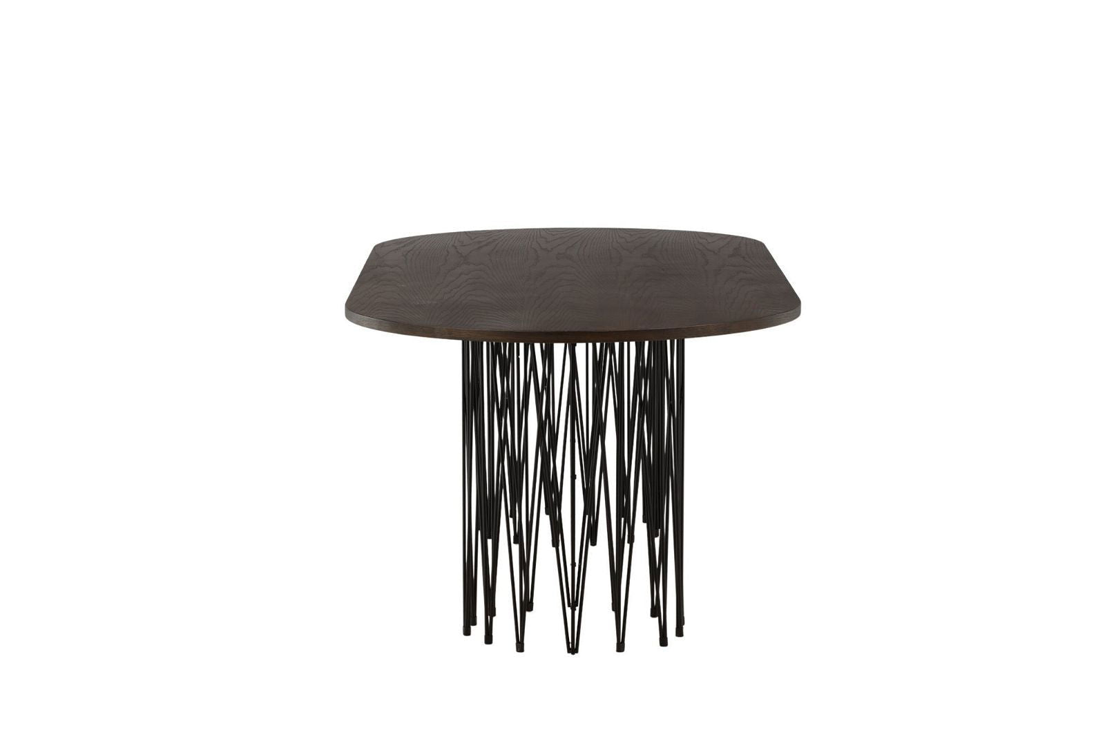 Furniture Fashion Stone oval Dining Table - Black / Mocca Veneer - vivahabitat.com