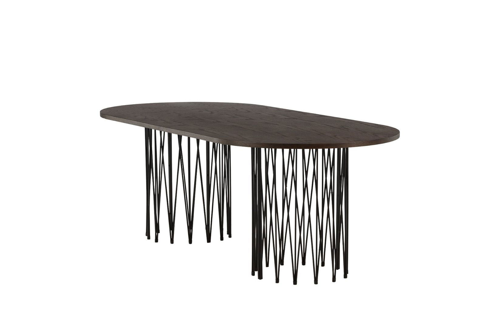 Furniture Fashion Stone oval Dining Table - Black / Mocca Veneer - vivahabitat.com