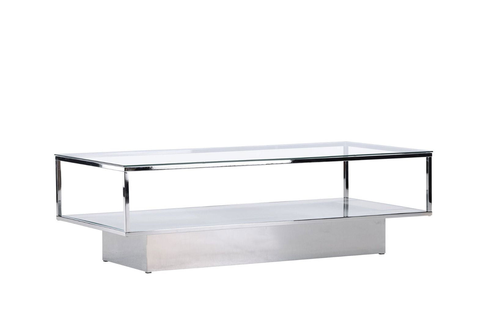 Maglehem Coffee Table  - Silver Chrome / Clear glass - vivahabitat.com