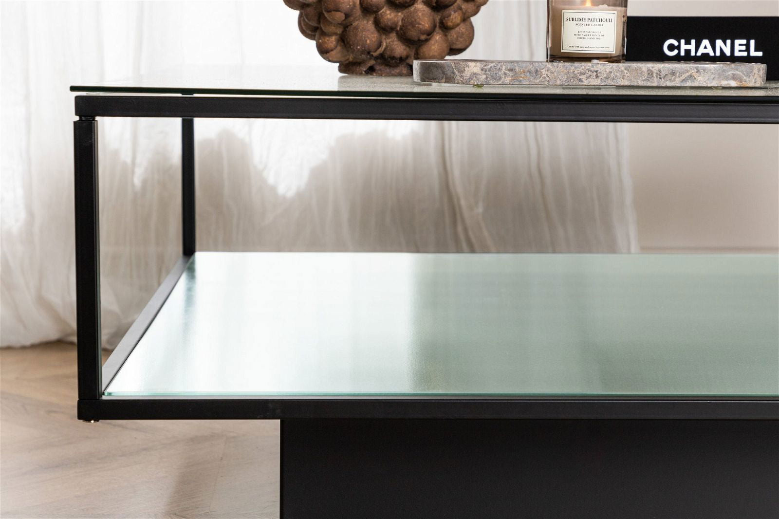 Maglehem Sofa Table - Black / Clear glass - vivahabitat.com