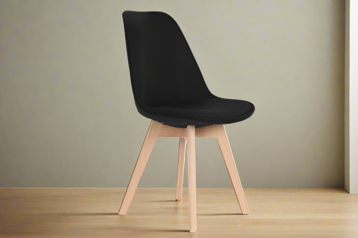 Set of 4 Dining Chairs black with padded seat - vivahabitat.com