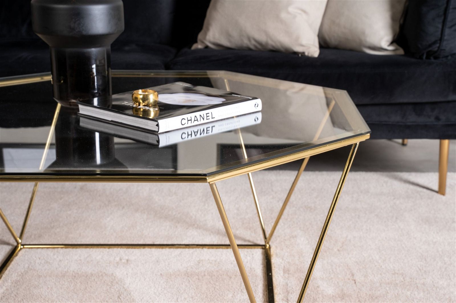 Österlen - Sofa Table - Clear Glass / Shiny Brass - vivahabitat.com