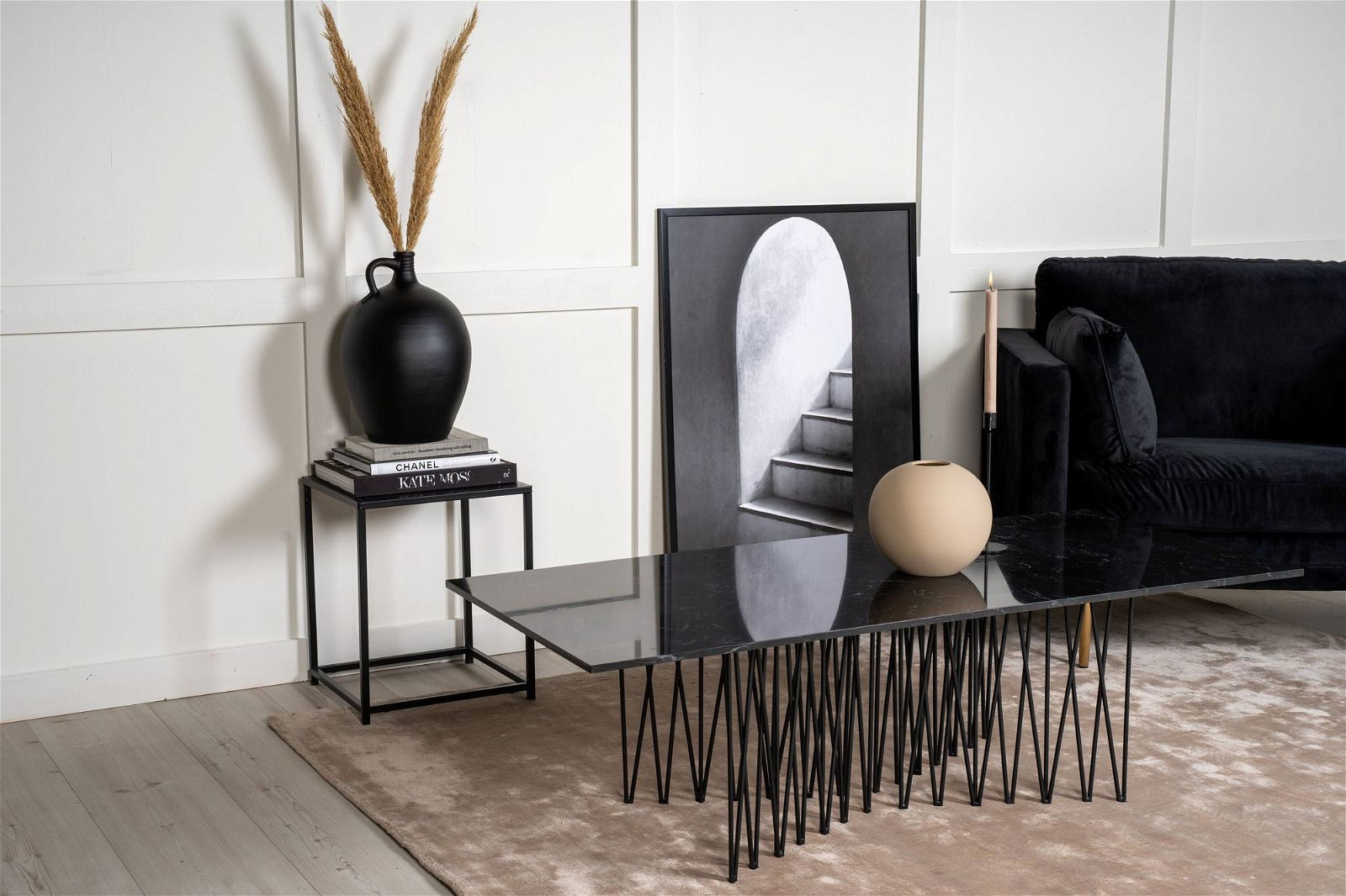 Stone - Sofa Table - Artifical Stone / Black - vivahabitat.com