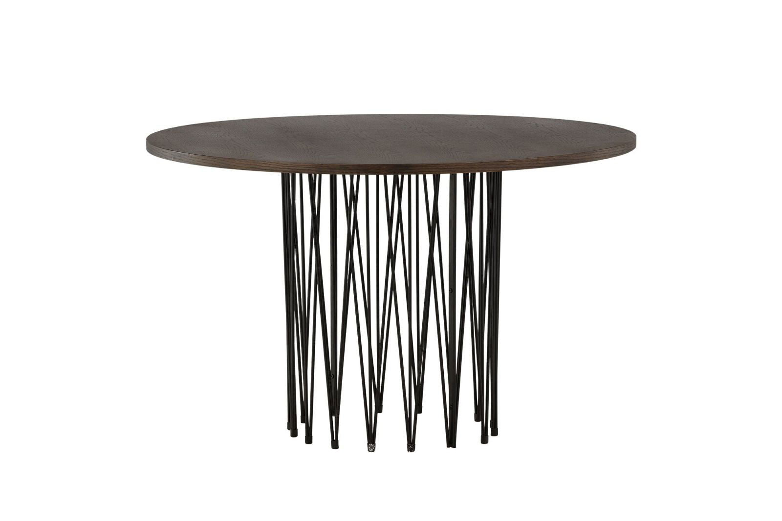 Stone round Dining Table - Black / Mocca Veneer - vivahabitat.com