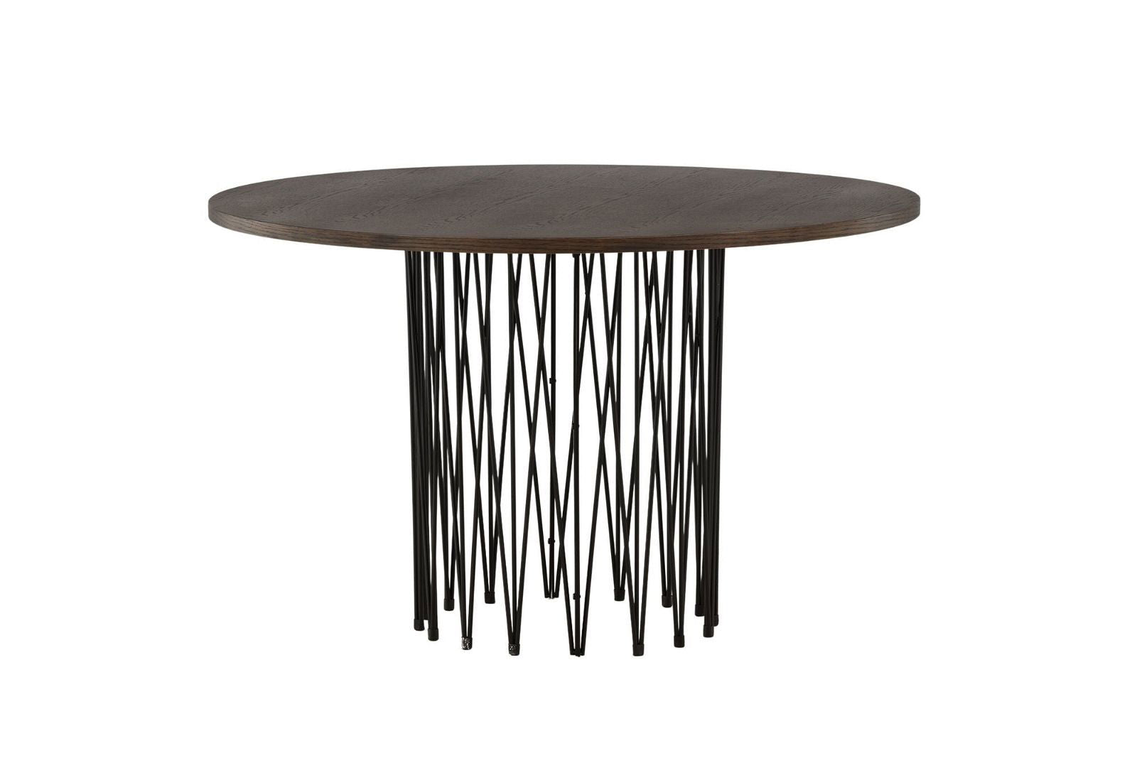 Stone round Dining Table - Black / Mocca Veneer - vivahabitat.com