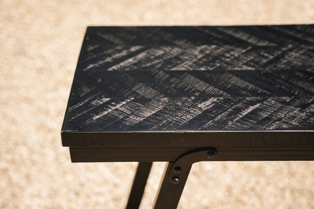 The Herringbone High Table - Black - 140cm - vivahabitat.com