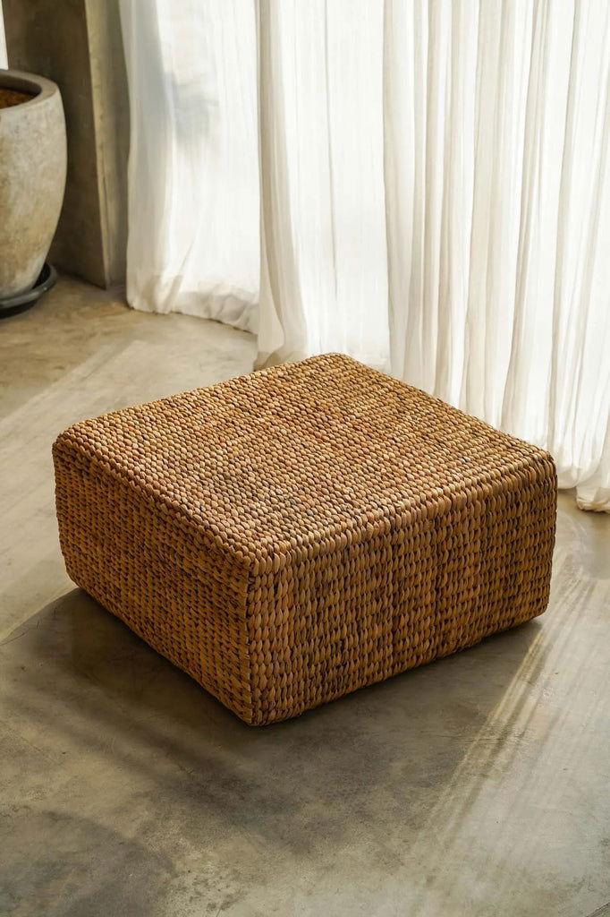 The Hyacinth Pouf Square - Natural - M - vivahabitat.com