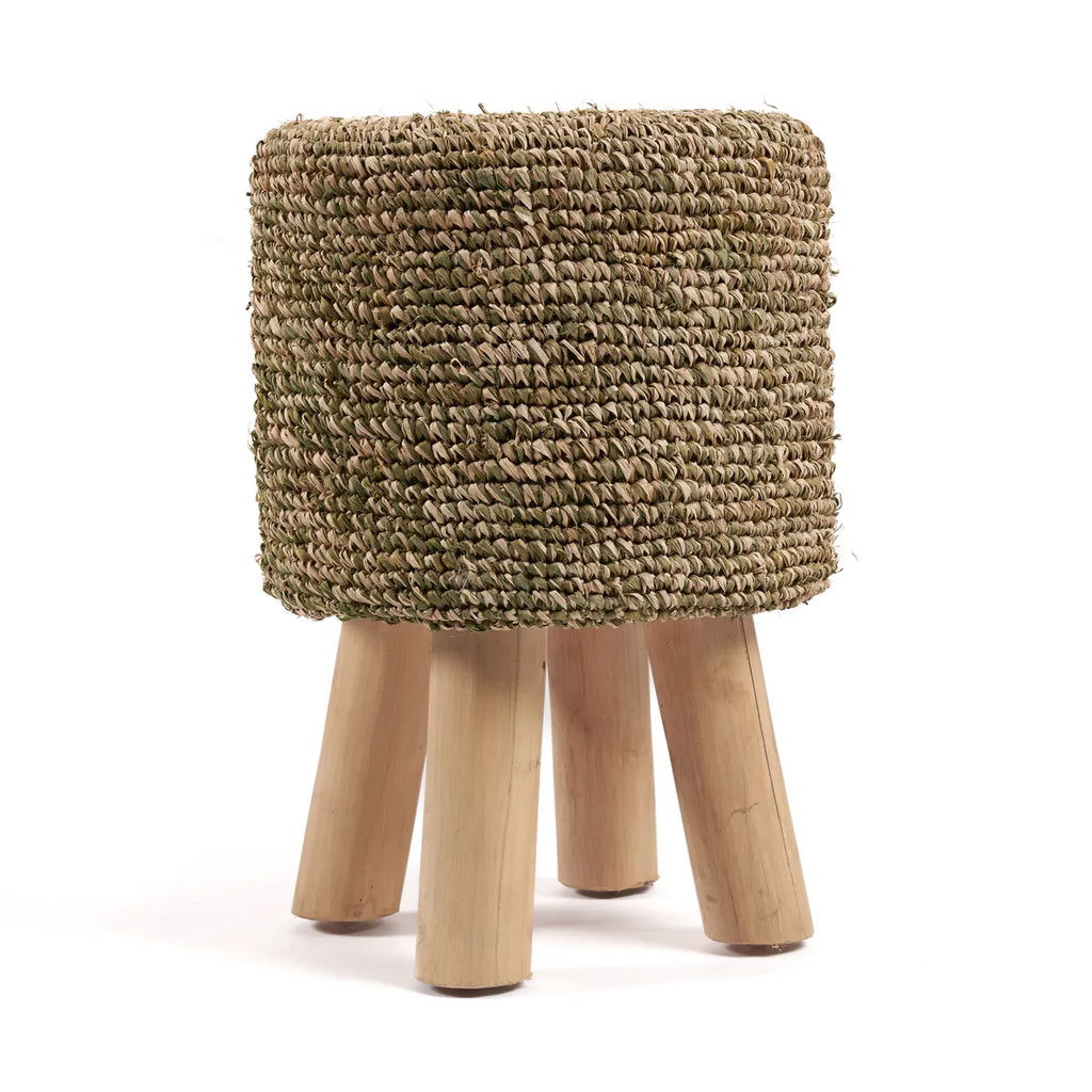The Raffia Tressed Stool - Jungle Green - vivahabitat.com