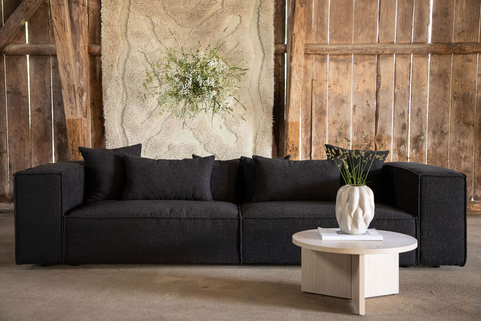 Vind Gillholmen Sofa - Black / Black Boucle - vivahabitat.com